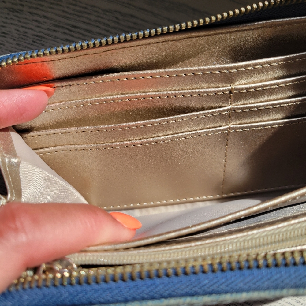 Guess Denim Long Zip Wallet - Picture 10 of 11